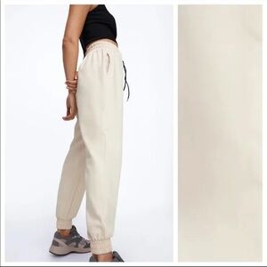 Zara Women's Cream High Rise Jogger Pants Size XS
